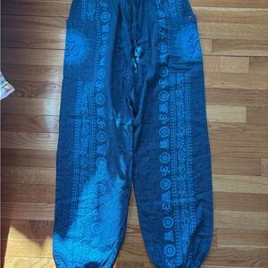 Blue Patterned Harem Pants